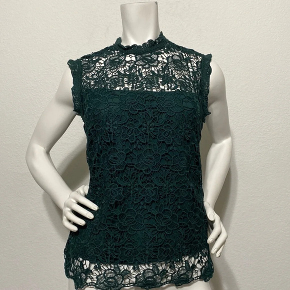 Nanette Lepore Lace Mock Neck Tank - Picture 1 of 8